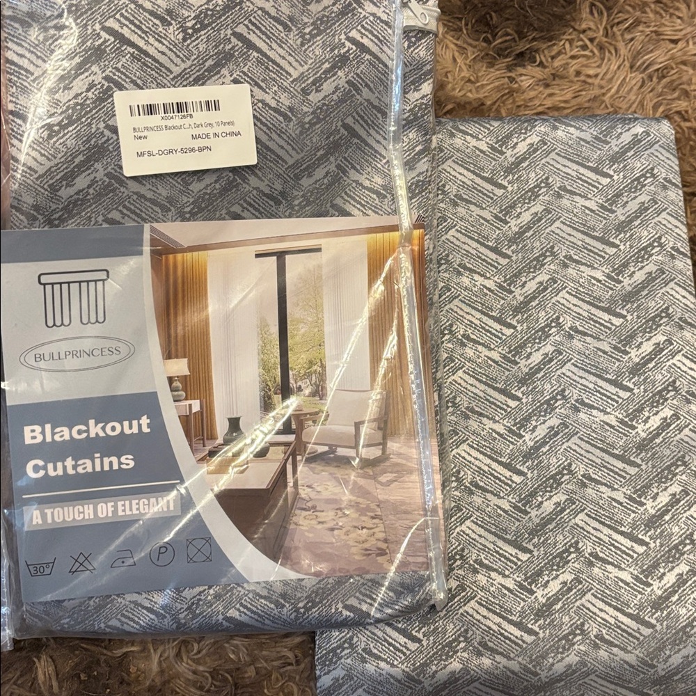 Elegant Gray Patterned Blackout Curtains Pair - 52”x 96”